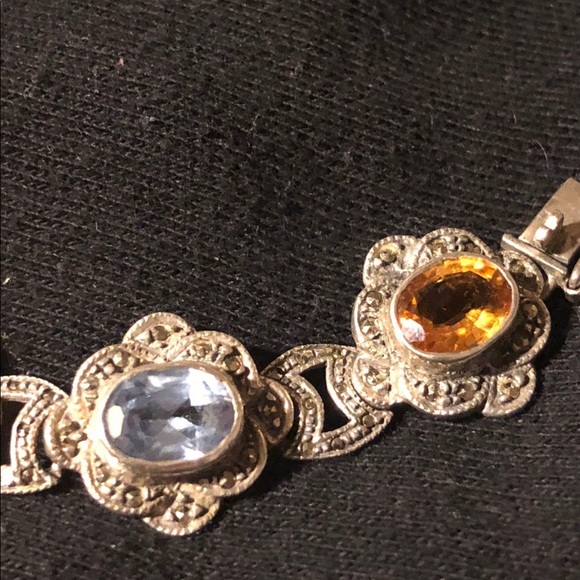 Vintage Estate Mexico Sterling Silver 925 Multi Gemstone  925 vintage gemstones Bracelet
